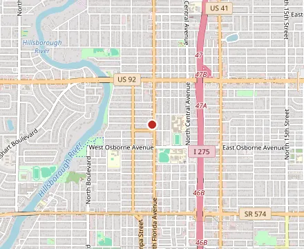 Map showing Cappys Pizza Seminole Heights